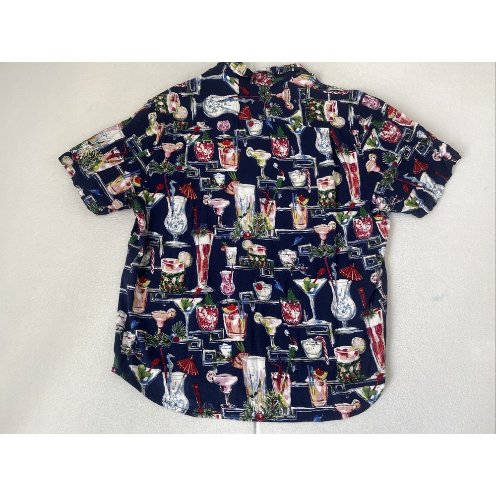 Tommy Bahama Shirt Mens L Veracruz Cay  Cocktail Print EUC Cotton Hawaiian - Picture 2 of 5